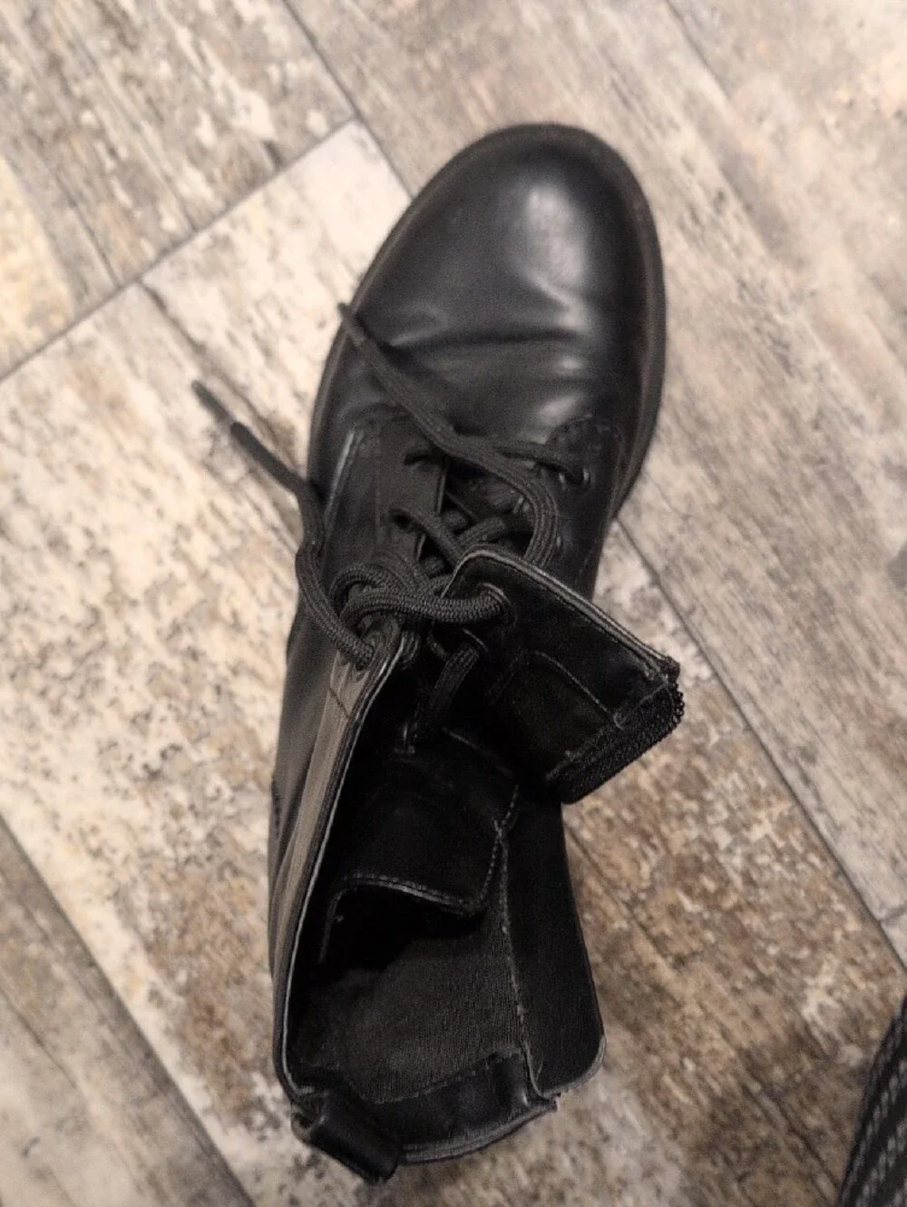 Kid's Black Lace-Up Leather Boots